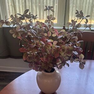 Magnolia Cream Vase with Burgundy and Olive Faux Florals